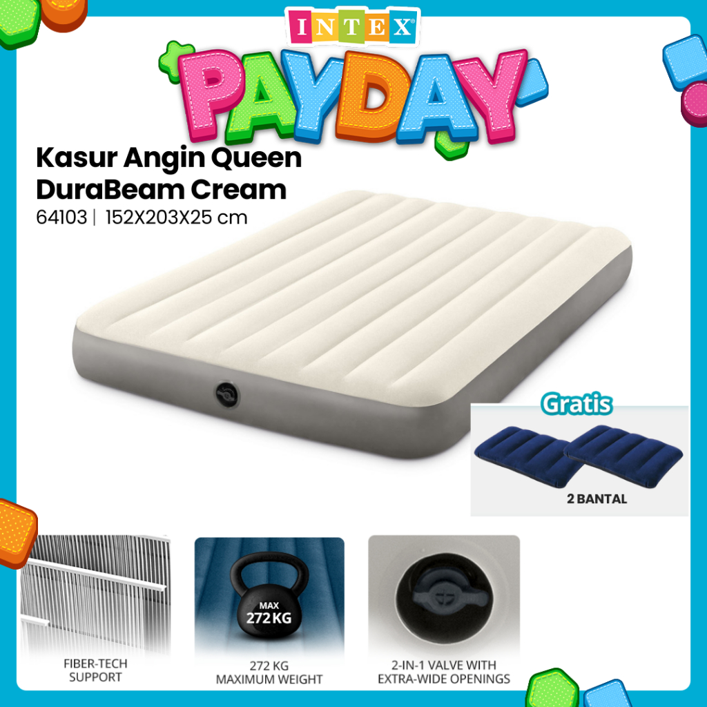 INTEX Kasur Angin Queen Deluxe Airbed 64709