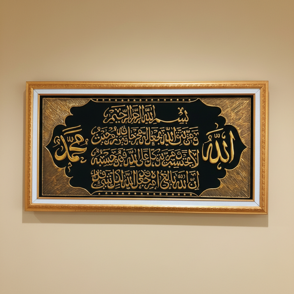 Kaligrafi Ayat seribu Dinar Bingkai tanpa kaca 88x48cm