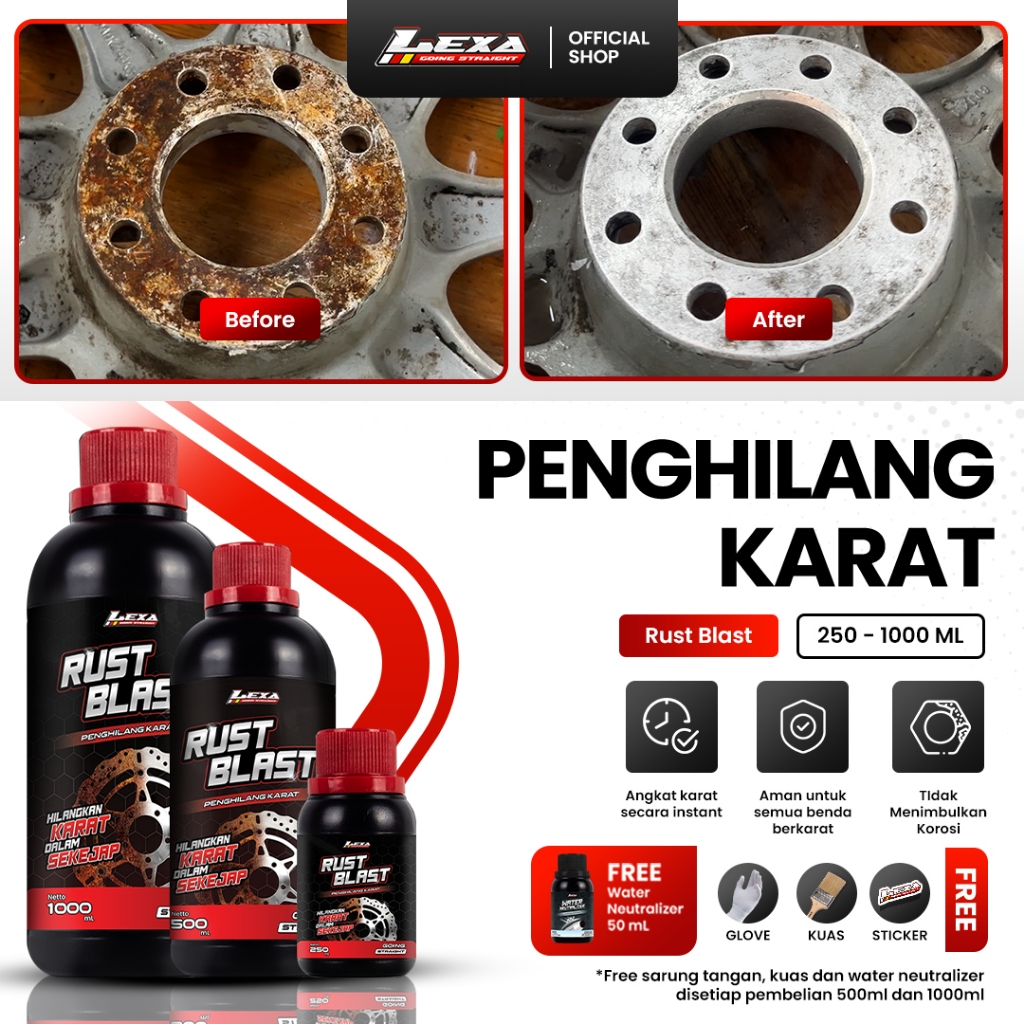 Pembersih Karat Motor & Mobil – LEXA Rust Blast Cairan Anti Karat Ampuh Hilangkan Noda Kerak Besi