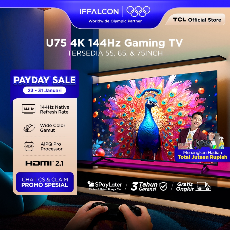 iFFALCON by TCL U75 NEW Series Google TV Smart Digital - Gaming TV - 144Hz Native Refresh Rate - 288