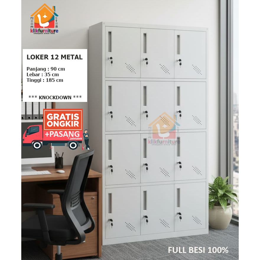 Lemari Loker Locker Cabinet 12 Pintu Full Besi AKL 12