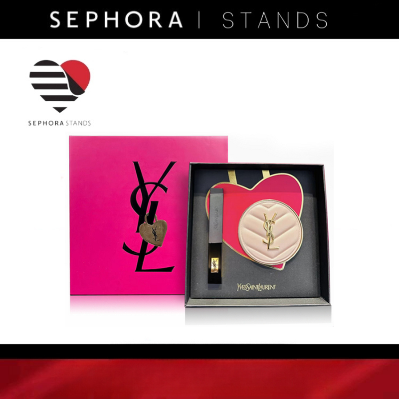 YSL Gift Set | YSL Cushion Pink Matte B10/B20 + ysl lip gloss#314 lipstick rouge makeup Kotak hadiah