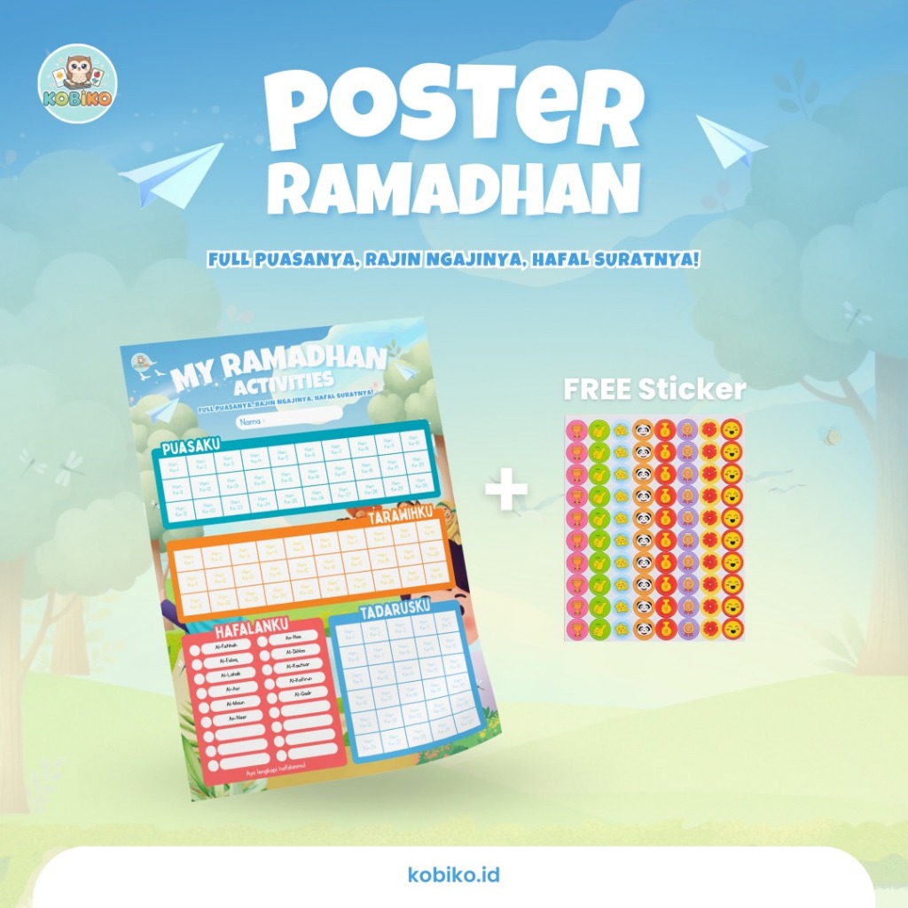 KOBIKO Poster Ramadhan Activities Ukuran A3 - Teman Seru Anak Menjalani Ramadhan