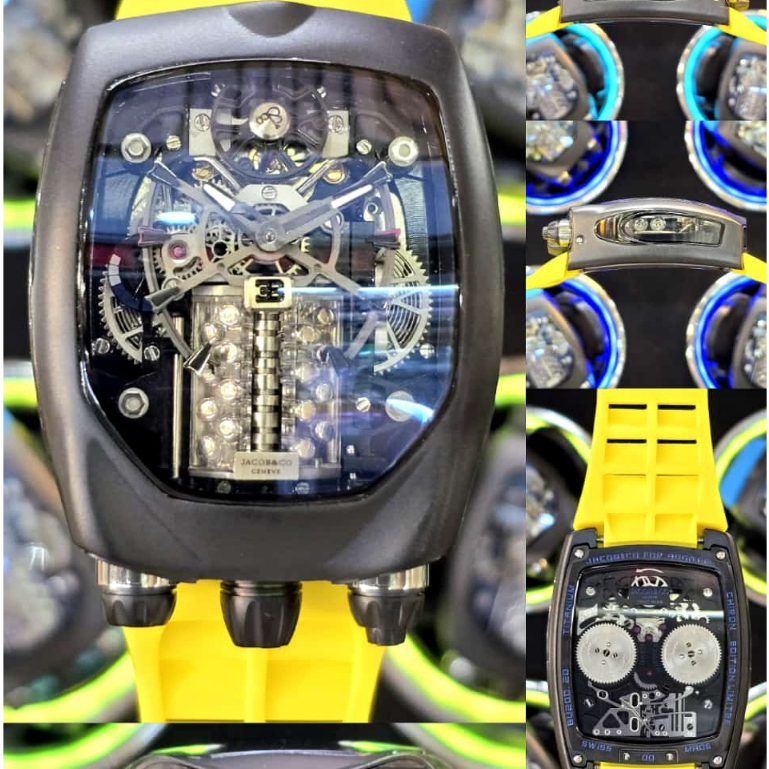 Jam Tangan Jacob & Co Bugatti Chiron Swiss Automatic Yellow Black Dial