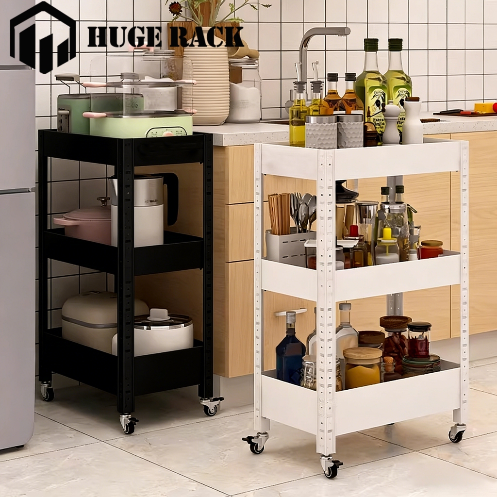 Rak Troli Susun Rak Roda Besi Serbaguna Rak Troli Dapur Rak penyimpanan troli ruang tamu