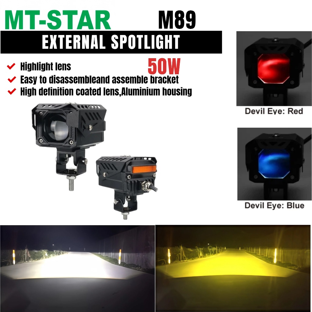 MT-STAR - M89 lampu tembak biled lensa biru di lengkapi sensor cahaya kuning & waterproof