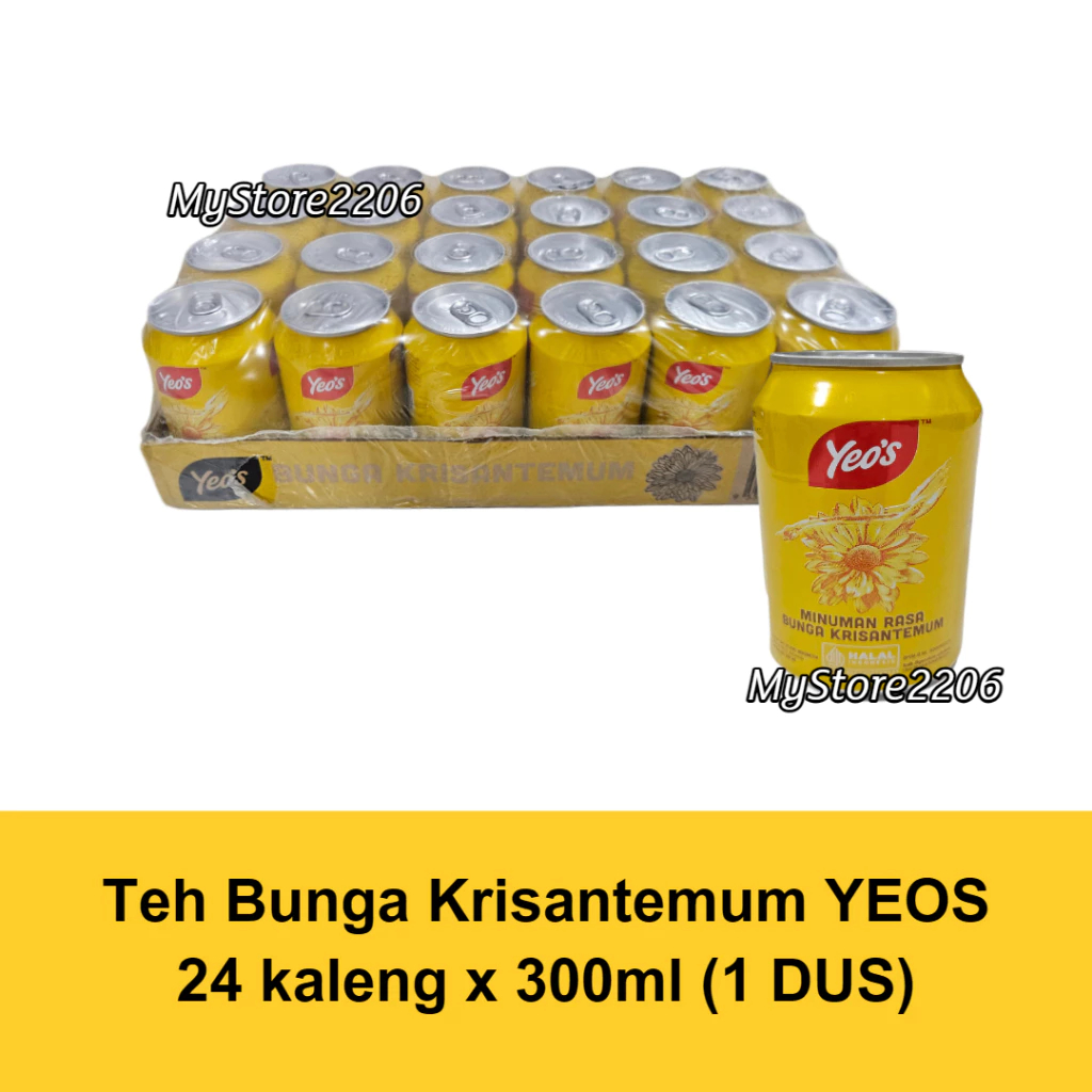 Yeos Chrysanthemum / Krisanthemum Kaleng / Yeo's Teh Bunga Kembang per dus isi 24 KLG @300 ml