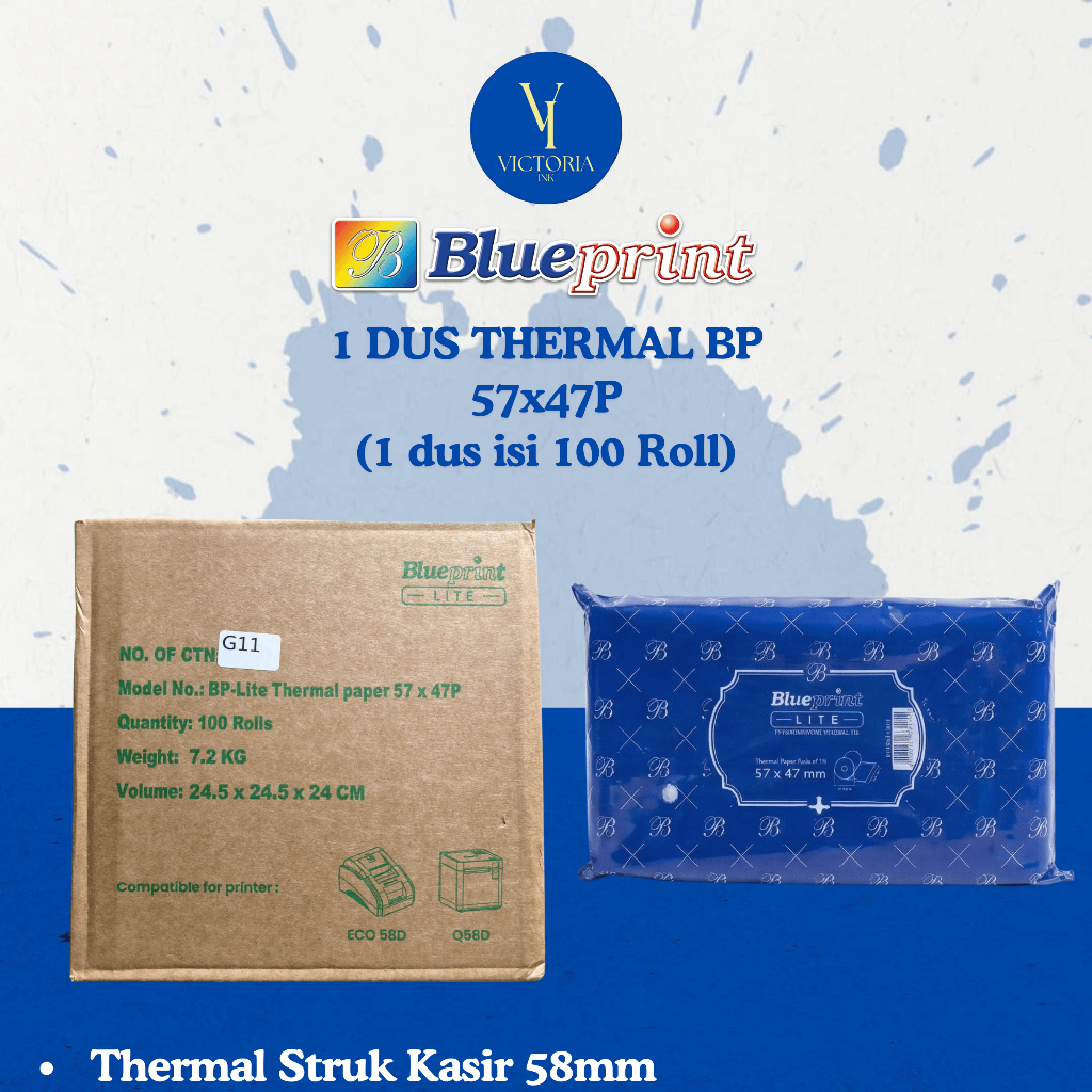 1 Dus Isi 100 Roll Thermal Blueprint 58mm / Thermal Blueprint 57x30 / Thermal Blueprint 57x38 / Ther