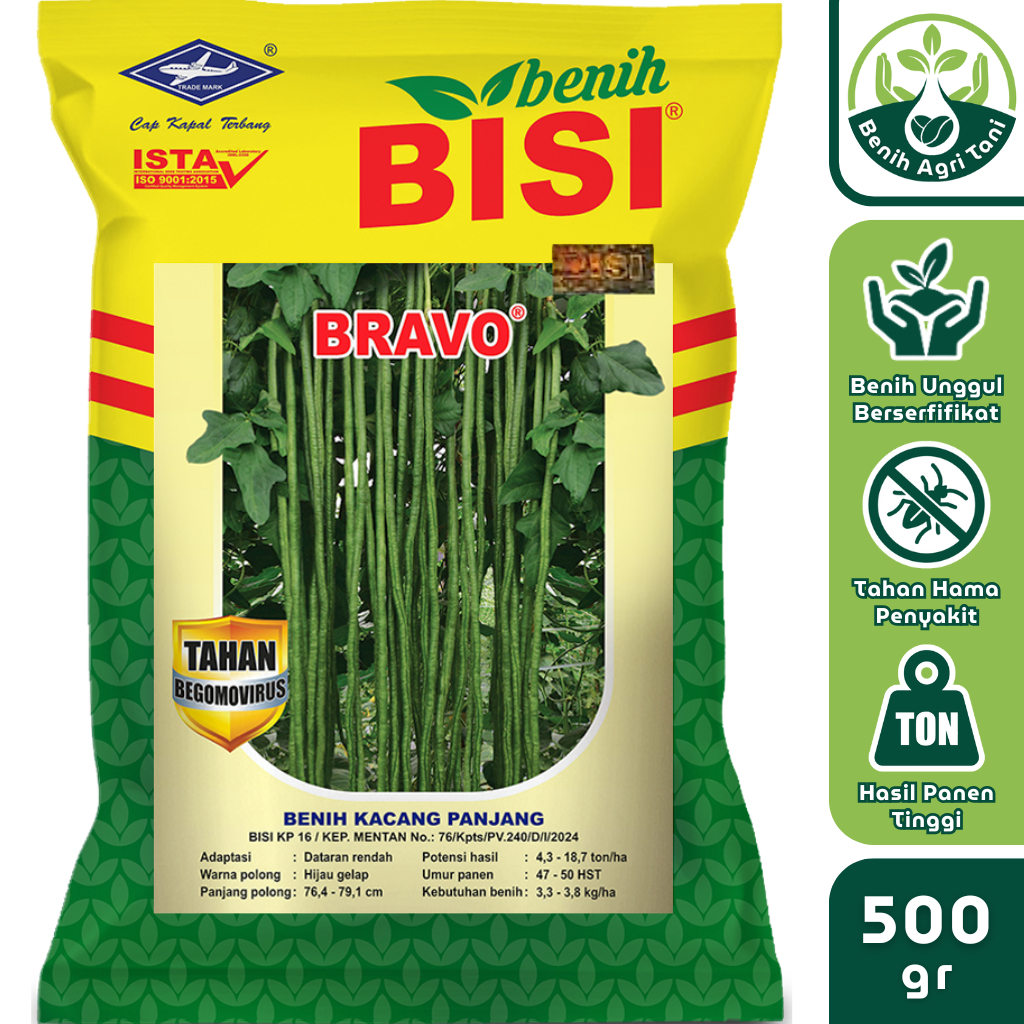 BRAVO 500 gr Benih Kacang Panjang BISI Cap Kapal Terbang