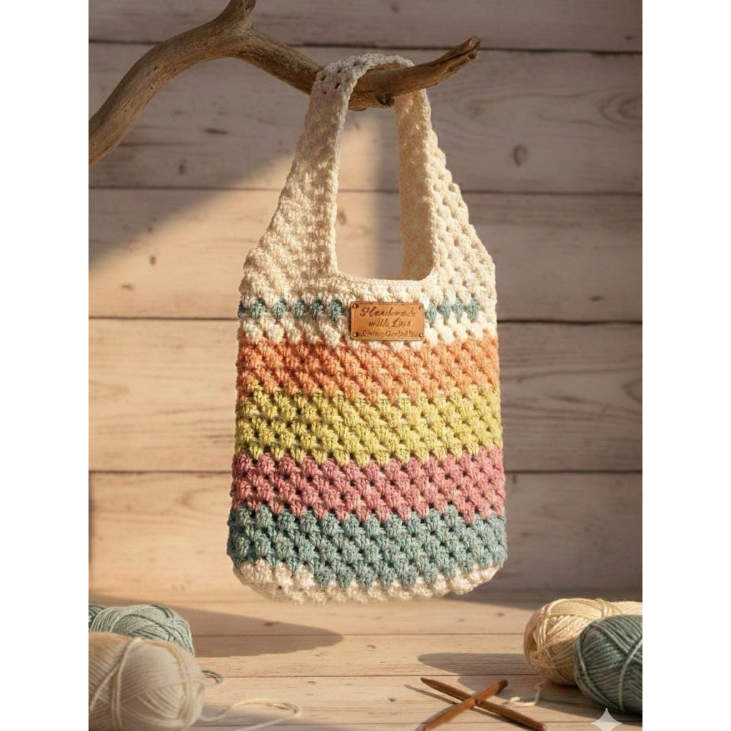 Tas Rajut Mini Handmade Benang Katun | Tas Tenteng Wanita Aesthetic