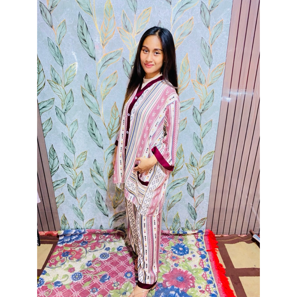 Pajamas One Set Kekinian Rayon Premium Grade A Lengan Panjang