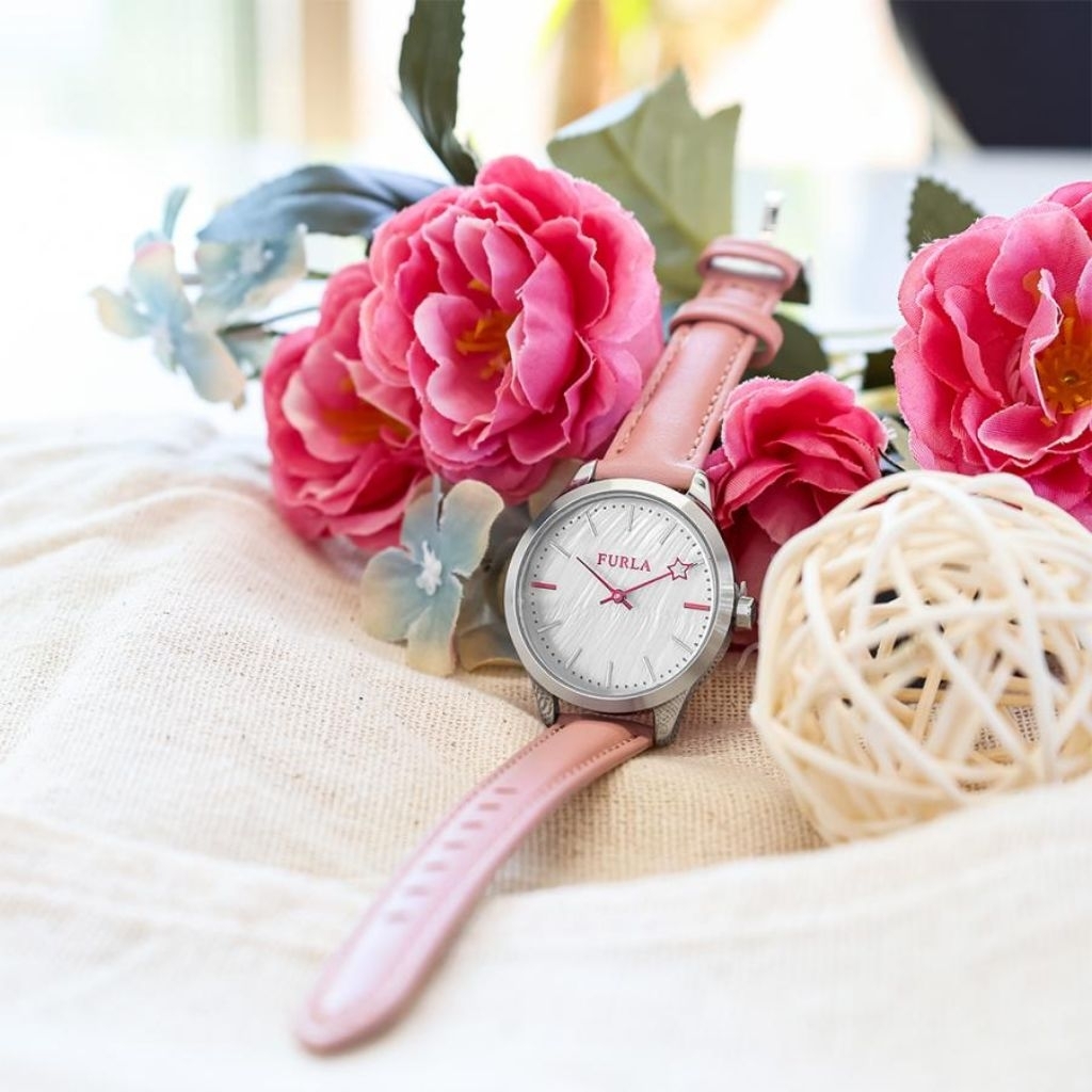 100% Original - Jam Tangan FURLA R4251119509 Ladies Pink Mother Of Pearl Dial Pink Leather Strap