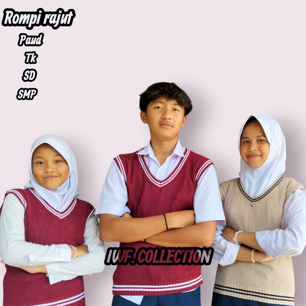 Rompi Rajut Polos Seragam Sekolah SMP SMA Dewasa | Knit Vest Unisex