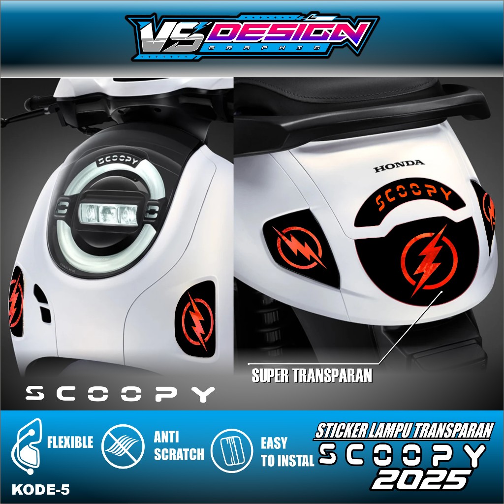 VS Sticker Lampu Sein + Stoplamp Scoopy 2025 Transparan Stiker Alis Sein Scoopy New 2025