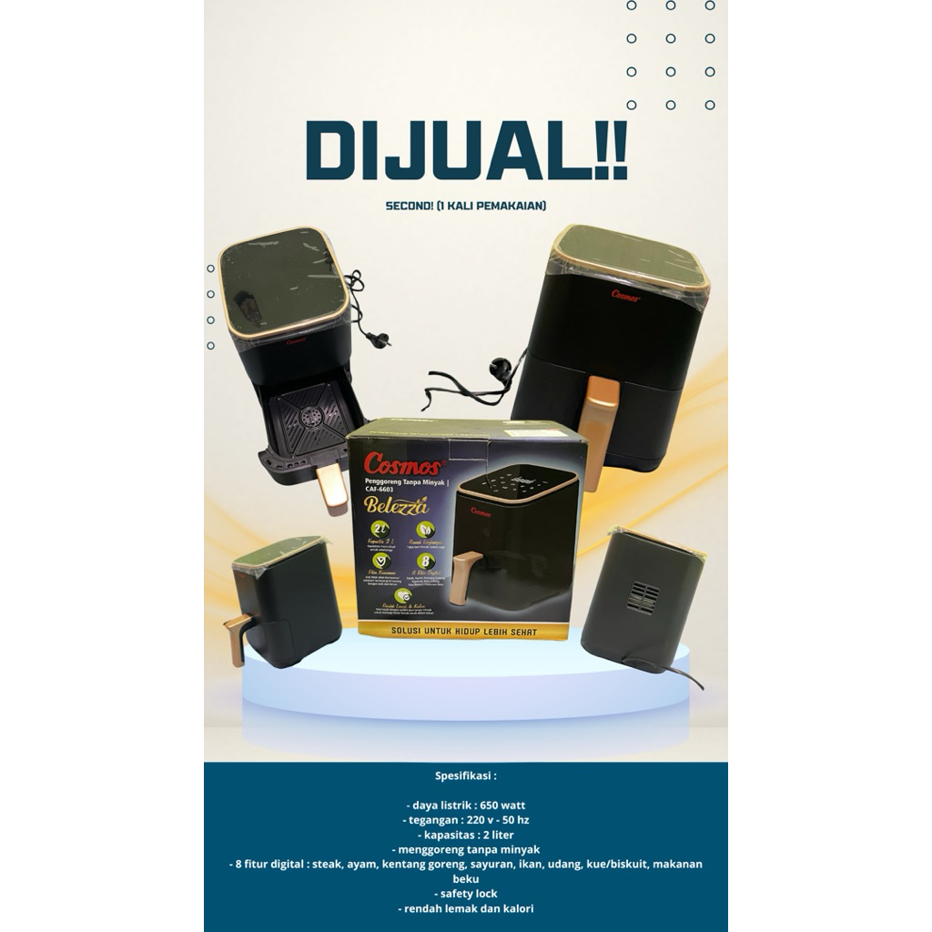 Air Fryer Cosmos CAF - 6603 (second, 1 kali pemakaian)