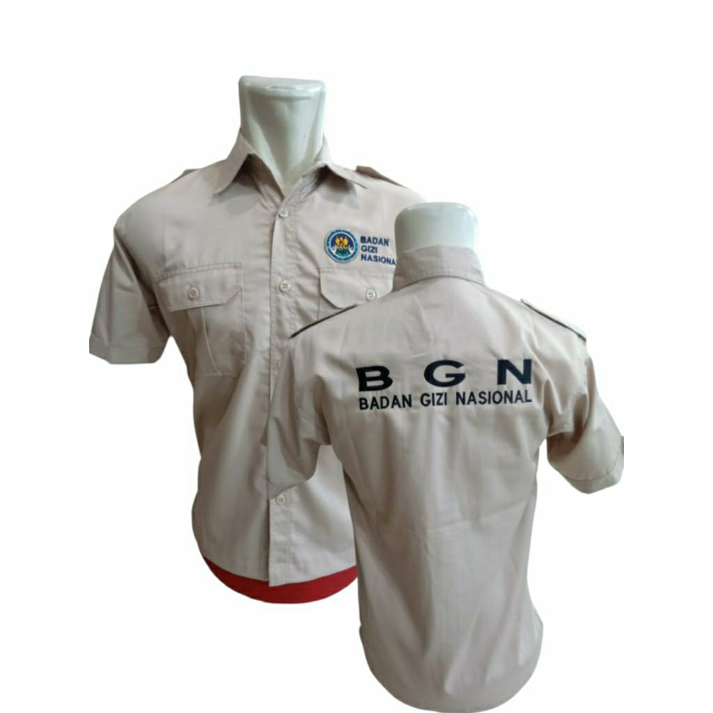 KEMEJA BGN LENGAN PENDEK TERBARU FULL BORDIR / SERAGAM BGN LENGAN PENDEK TERBARU FULL BORDIR/ KEMEJA
