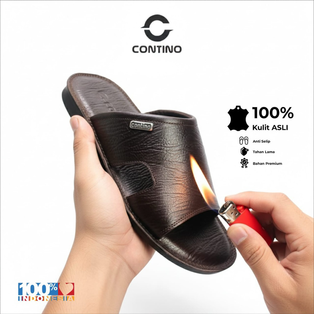 Contino Sandal Kulit Pria Original 100% Sandal Slop Selop Pria