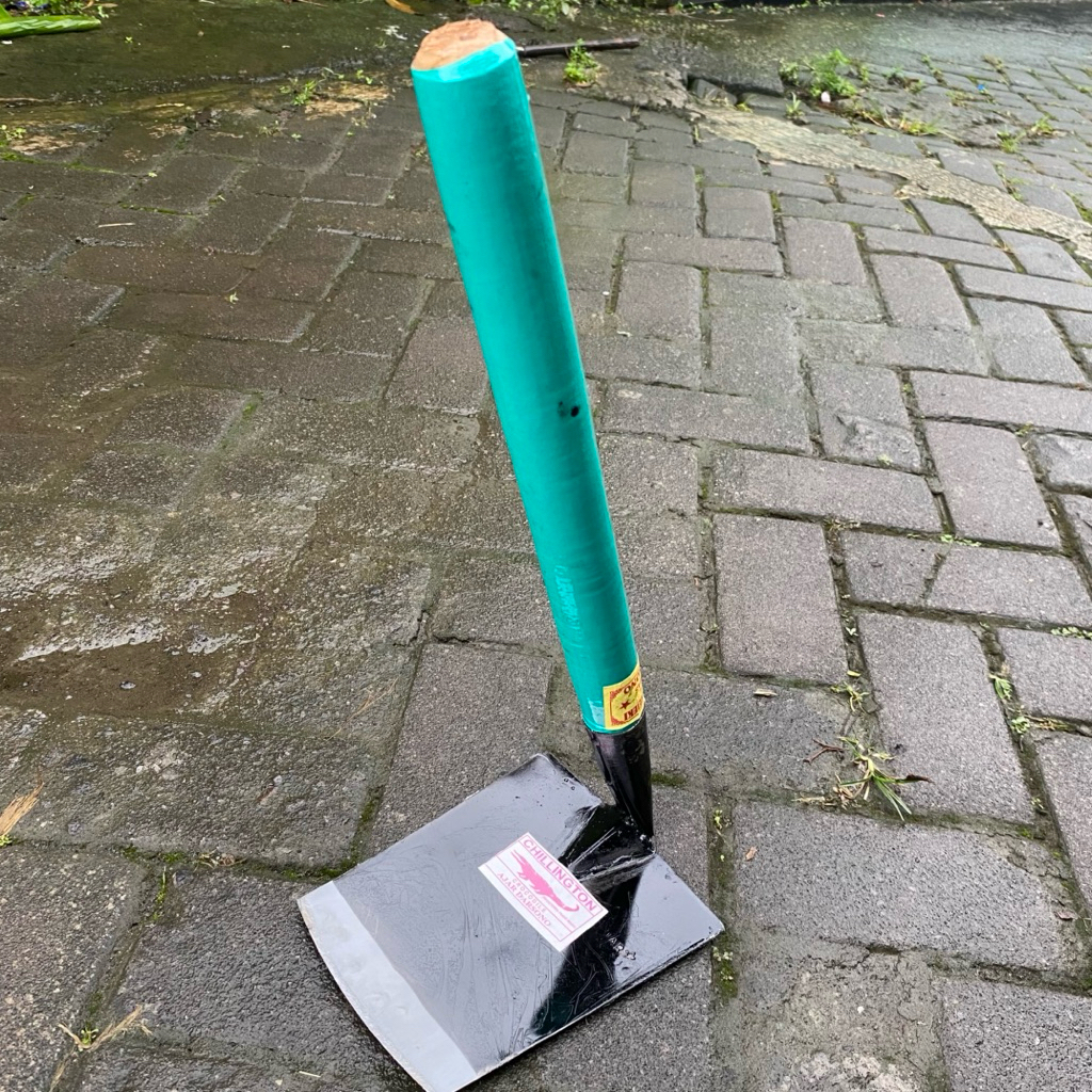 Cangkul Mini gagang kayu Cangkul taman berkebun serbaguna gagang hijau panjang 44cm