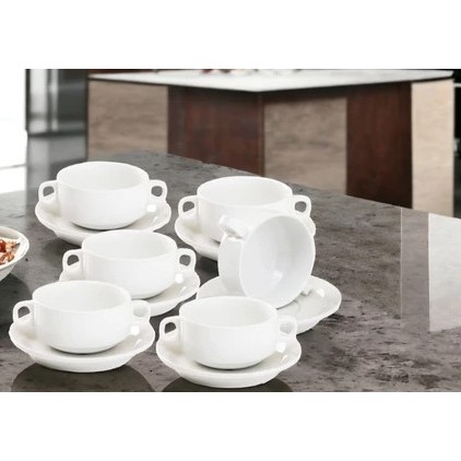 Mangkok Zuppa Soup Keramik Vicenza + Piring Tatakan / Saucer