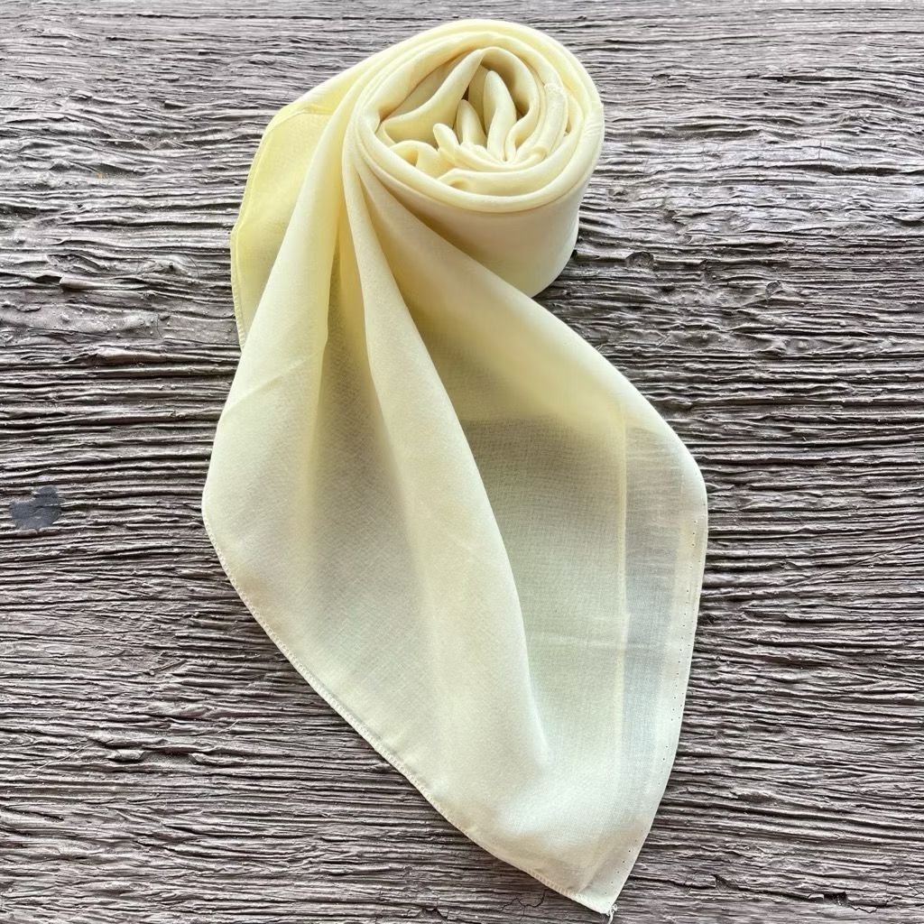 Hijab segiempat paris jadul kuning tren terbaru || Hijab kuning pastel || Hijab segiempat kuning pas