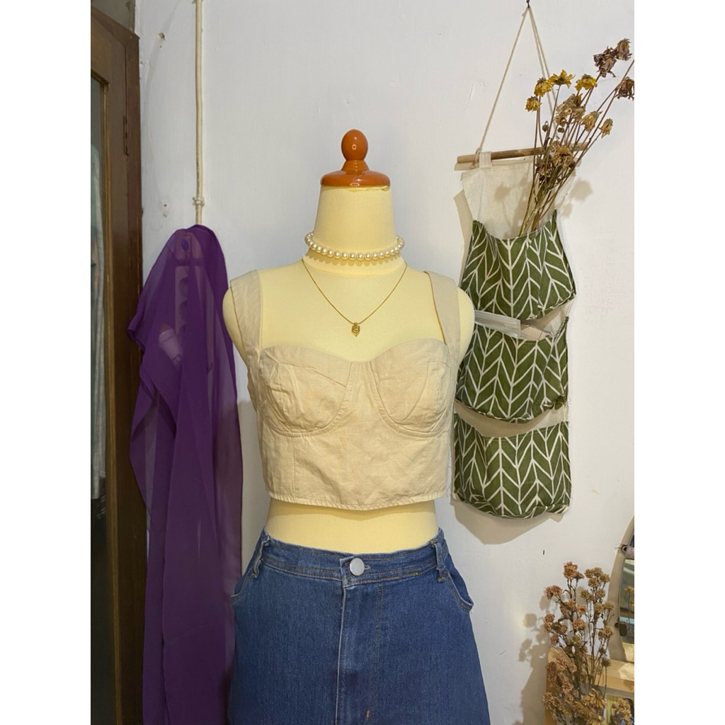 shein bustier tanktop crop model korset beige coksu