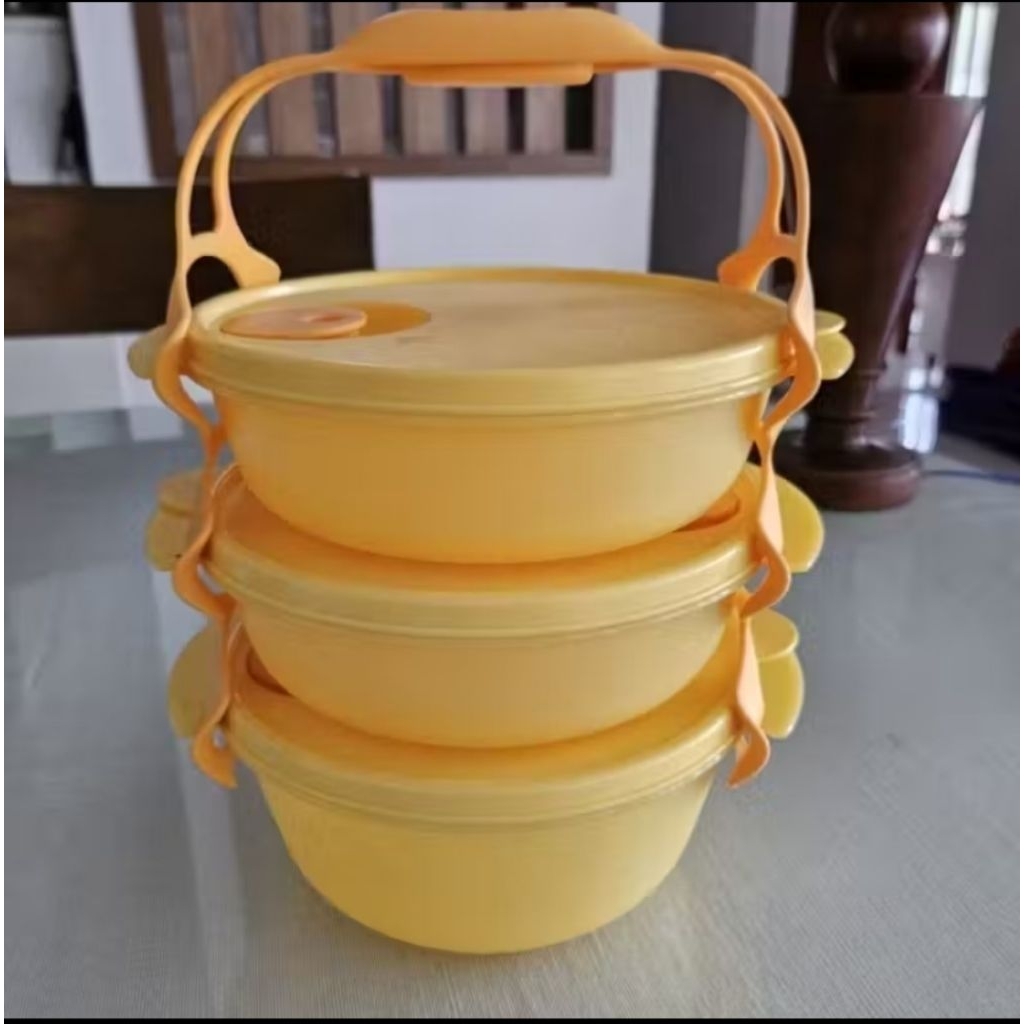 Tupperware carry all bowl reguler / cab / rantang bulat 3 susun