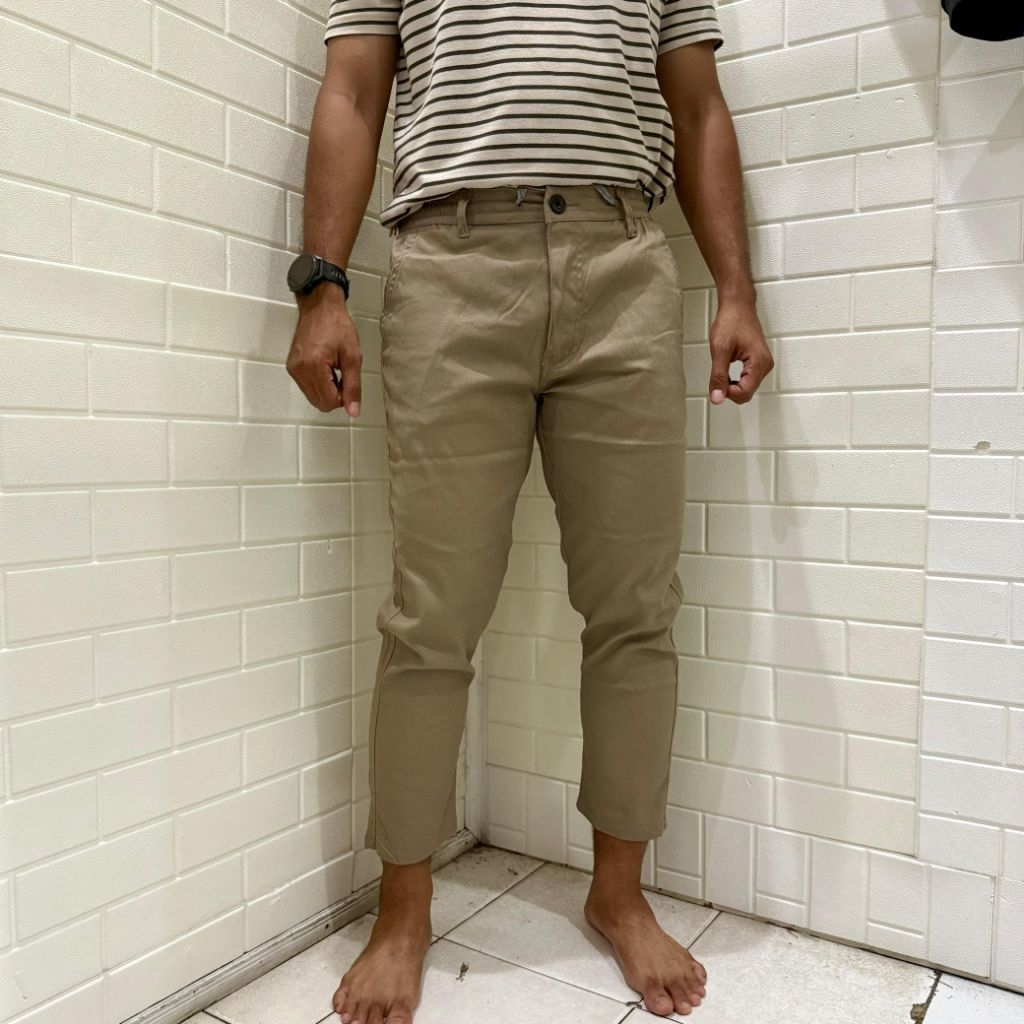 Celana Sirwal Angkle Pants Hablo Warna Mocca Office Casual Formal Bahan Katun Twill Slimfit
