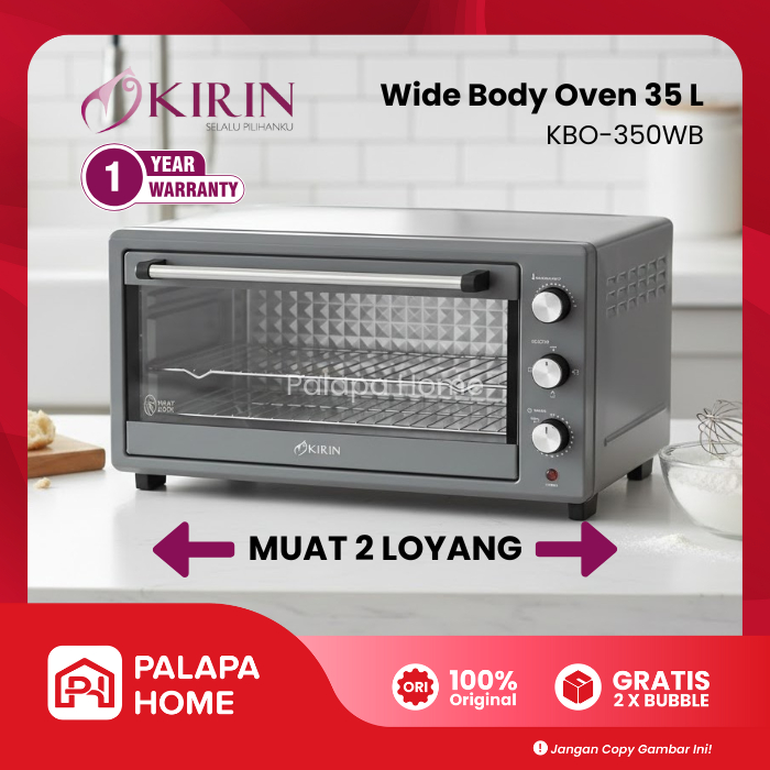 KIRIN Oven Listrik 35 Liter | Open Pemanggang Elektrik Lebar Muat Dua Loyang Wide Body KBO-350 WB
