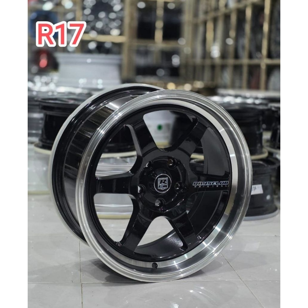 Velg Rays TE37 Black Lips Polish R17 5x114 (INNOVA ERTIGA RUSH TERIOS XPANDER DLL)