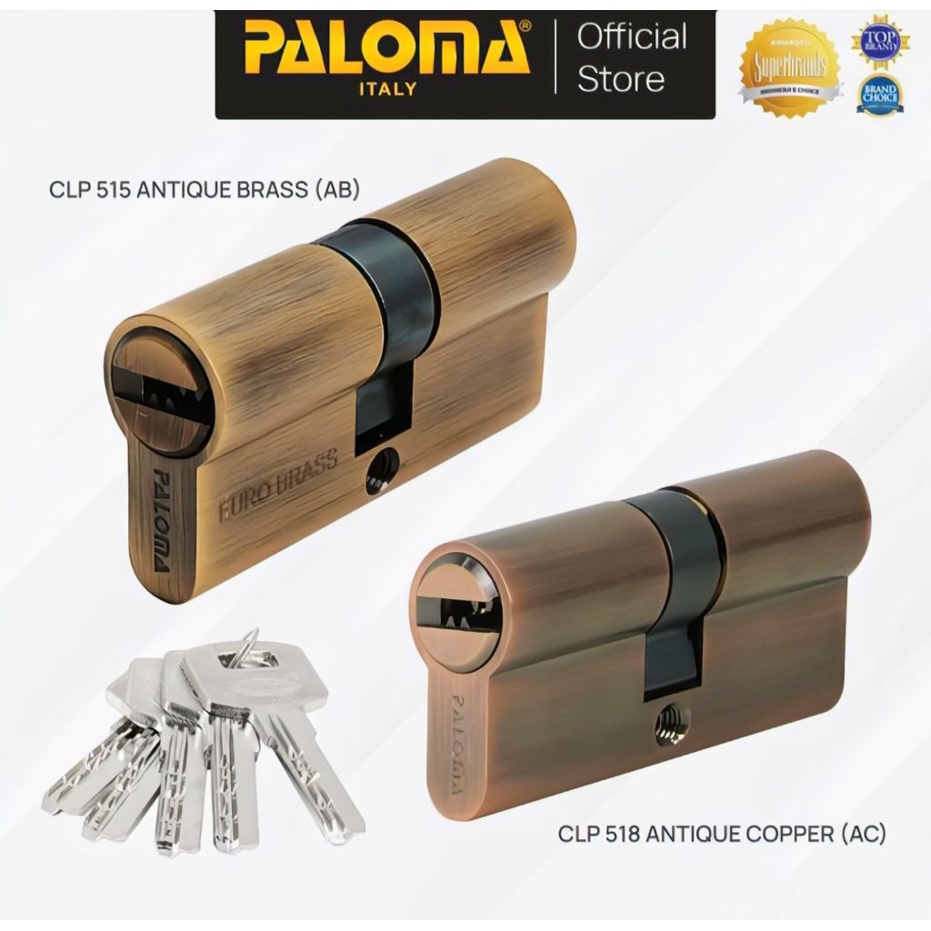 PALOMA CYLINDER KUNCI PINTU SILINDER ANAK COMPUTER KEY DC-CK BRASS KUNINGAN GOLD EMAS GREY ABU ANTIQ