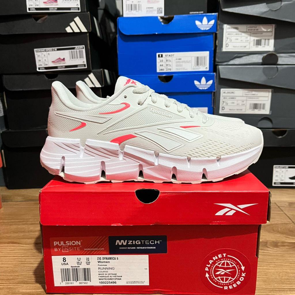 Reebok Zig Dynamica 6 Running White Grey Pink resmi