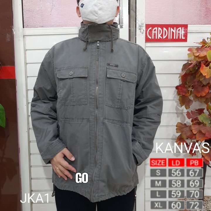 Gof JKA Cardinal Jaket Kanvas Cowok Casual Jaket Tebal Pria Jaket Cowok