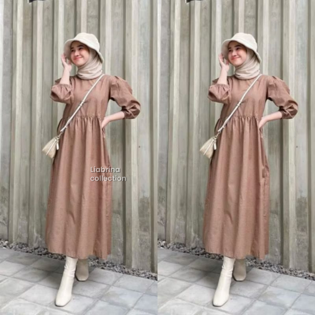 Mauren | Dress Gamis Katun Poplin Premium Baju Muslim Wanita Kondangan Elegan Dress Remaja Casual Po