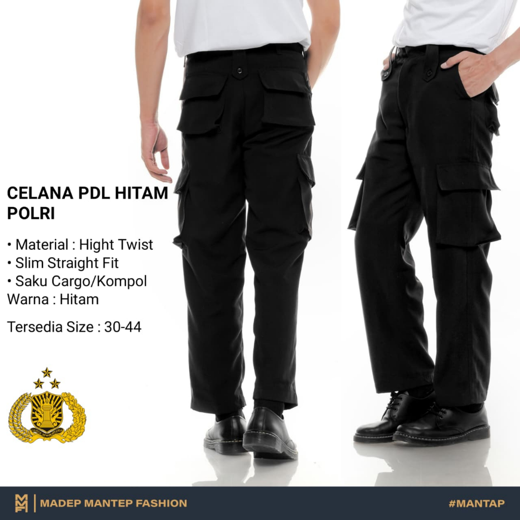 Celana PDL POLRI POLISI Hitam Cargo Kompol Bahan Celana PDL Hitam POLRI SECURITY SATPAM MMF