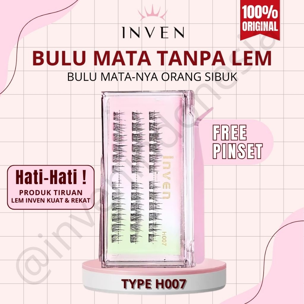 (LANGSUNG TEMPEL) INVEN H007 Bulu Mata Palsu TANPA LEM Premium Eyelash Extension kode : H007 Hybrid Lashes  FREE PINSET / Tweezer hasil natural bulumata extensions bulu mata extensions bulu mata