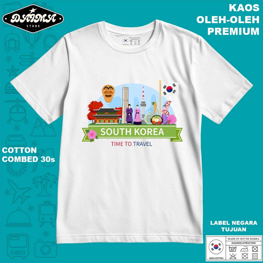 KAOS OLEH OLEH KOREA 14 PAKAI TAG LABEL KOREA ASLI BAJU SOUVENIR PREMIUM GIFT