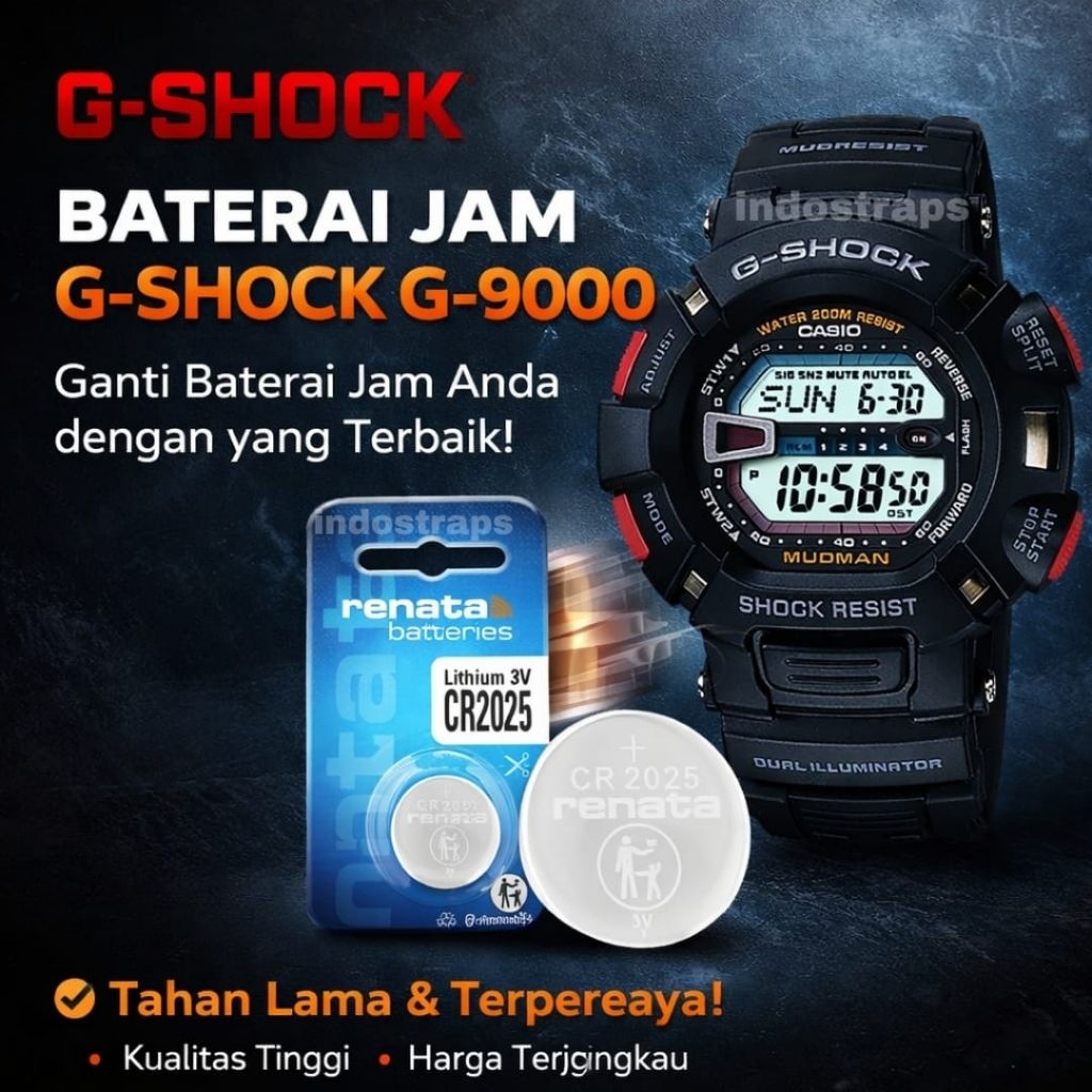 *Judul* G-Shock G-9000 Mudman CR2025 3V BATERAI ASLI AWET