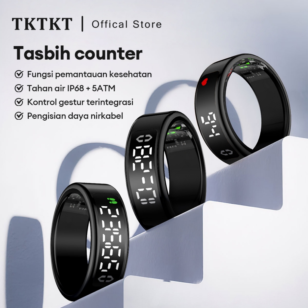 TKTKT tasbih digital cincin Counting Ring Digital-Hitung Zikir Otomatis Cincin pemantau detak jantun