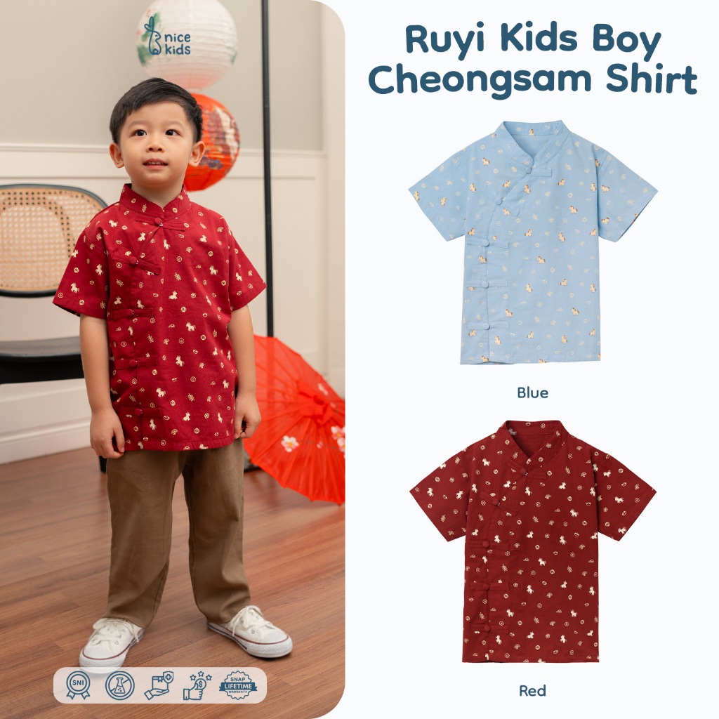 Nice Kids - Ruyi Kids Boy Cheongsam Shirt 1-8 Tahun Atasan Kemeja Anak Laki-laki