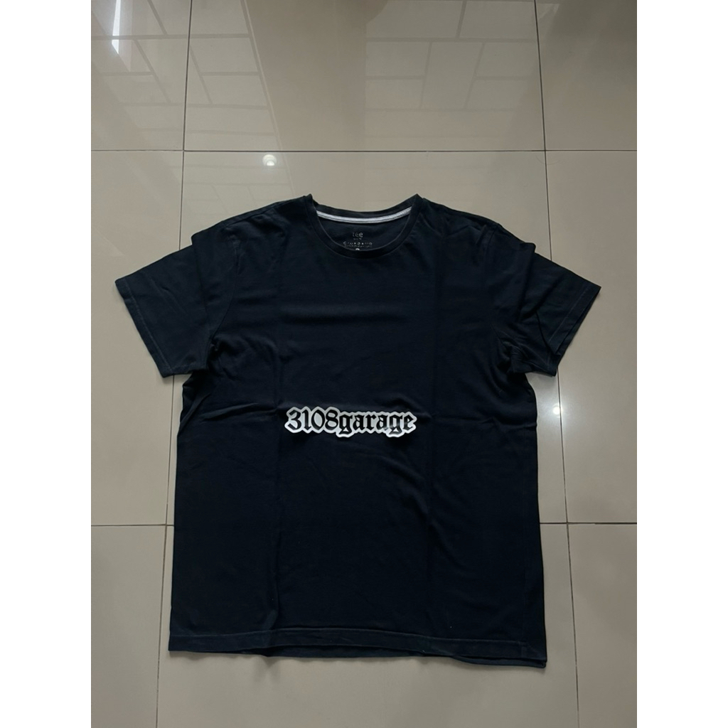 T-shirt tee kaos lengan pendek mens pria casual giordano black hitam polos sz L used second