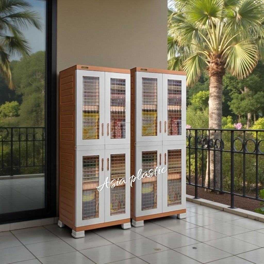 Lemari plastik napolly MCA 28.44.MOS LEMARI PLASTIK NAPOLLY KACA MINI SUSUN 4 RAK SERBAGUNA