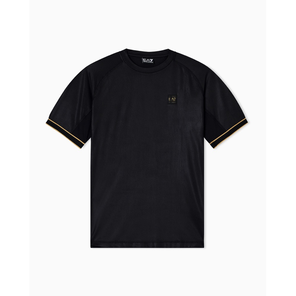 KAOS PRIA JERSEY - SHIRT IN JACQUARD BLACK BY ‘ EA7 ORIGINAL AUTHENTIC