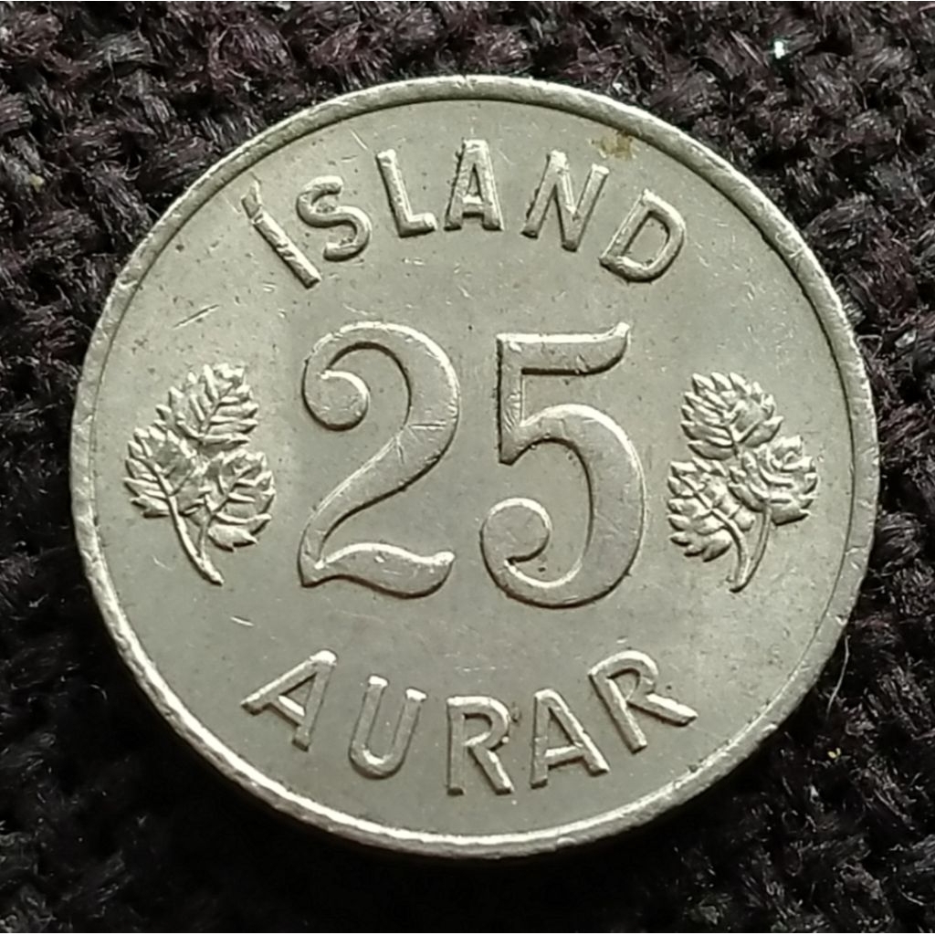 Koin Kuno Islandia 25 Aurar tahun 1965