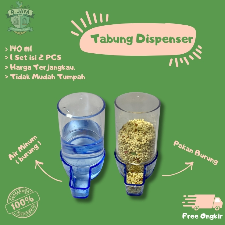 Cepuk wadah tabung Dispenser Tempat minum 100cc burung love bird Kenari pleci sugar glider