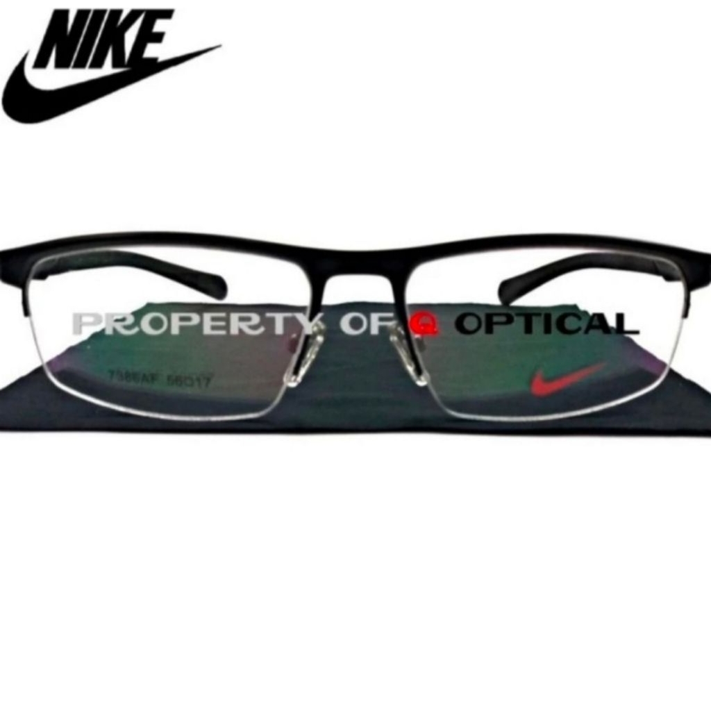 Kacamata Frame Pria Nike NK7386AF Full Black Model Half Sporty