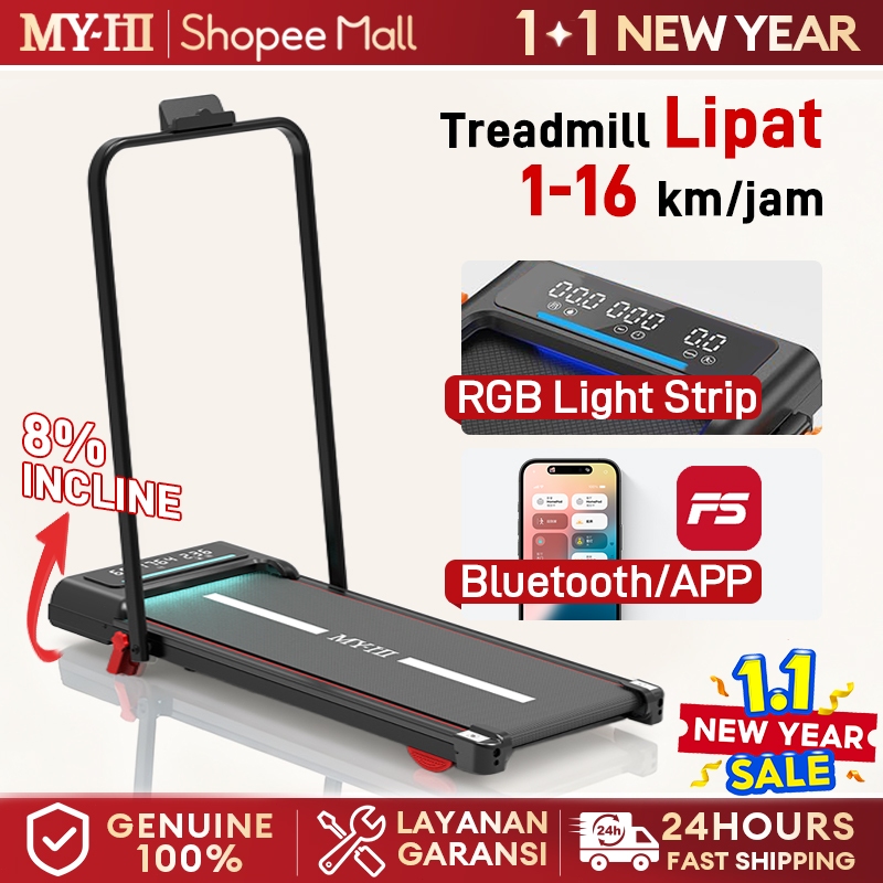 MY-HI Treadmill Portable T3/B30 Incline Treadmill Elektrik listrik lipat Walking Pad Running