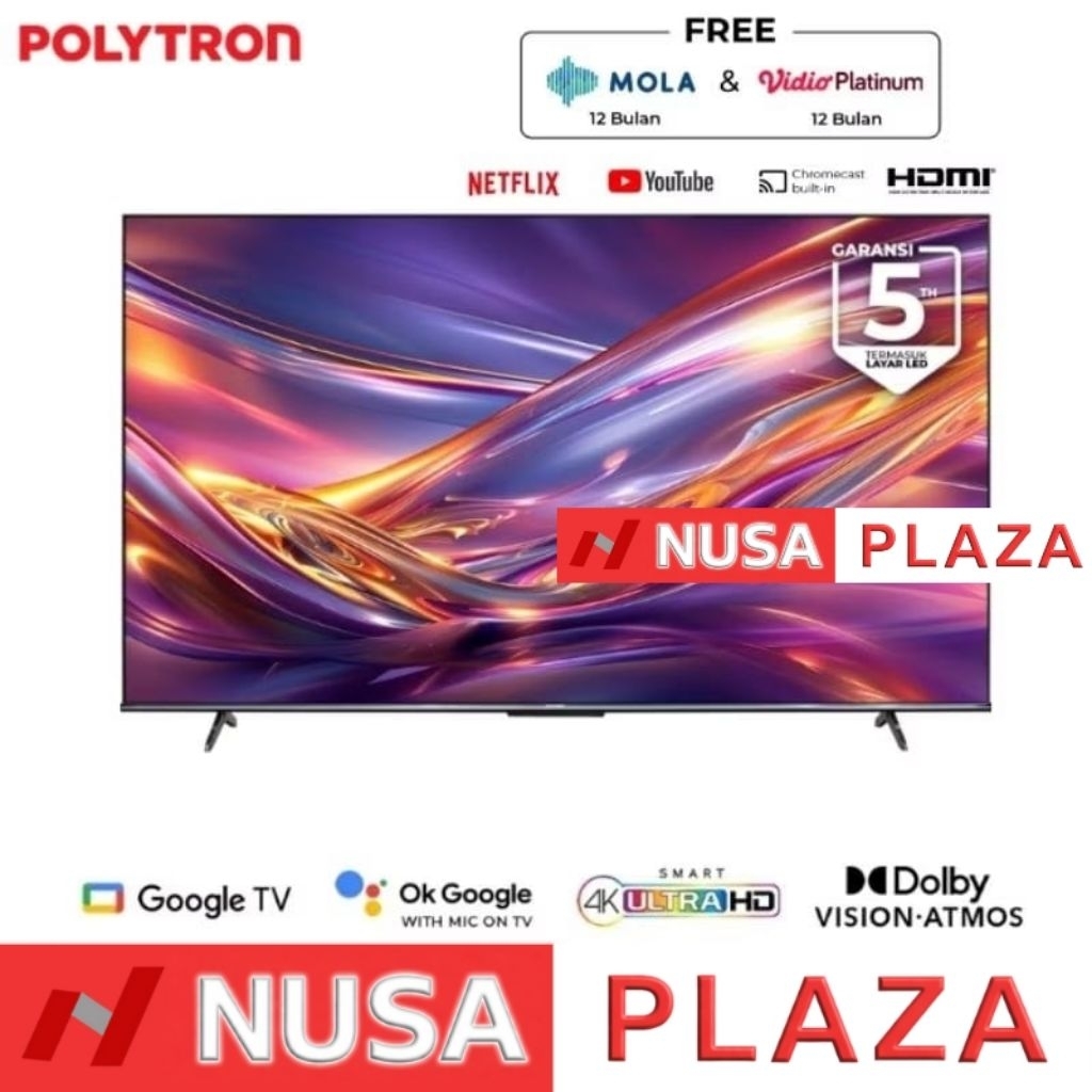 TV POLYTRON 55 Inch SMART GOOGLE TV PLD-55UG5959 4K UHD (KHUSUS MEDAN)