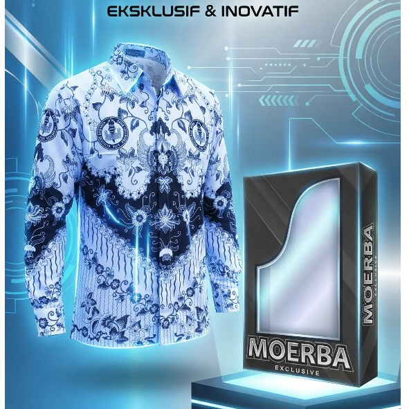 MOERBA (BONUS DUS) Baju Batik PGRI Pria Full Furing Hitam Putih Bahan BSW Licin Halus Dingin Size S 