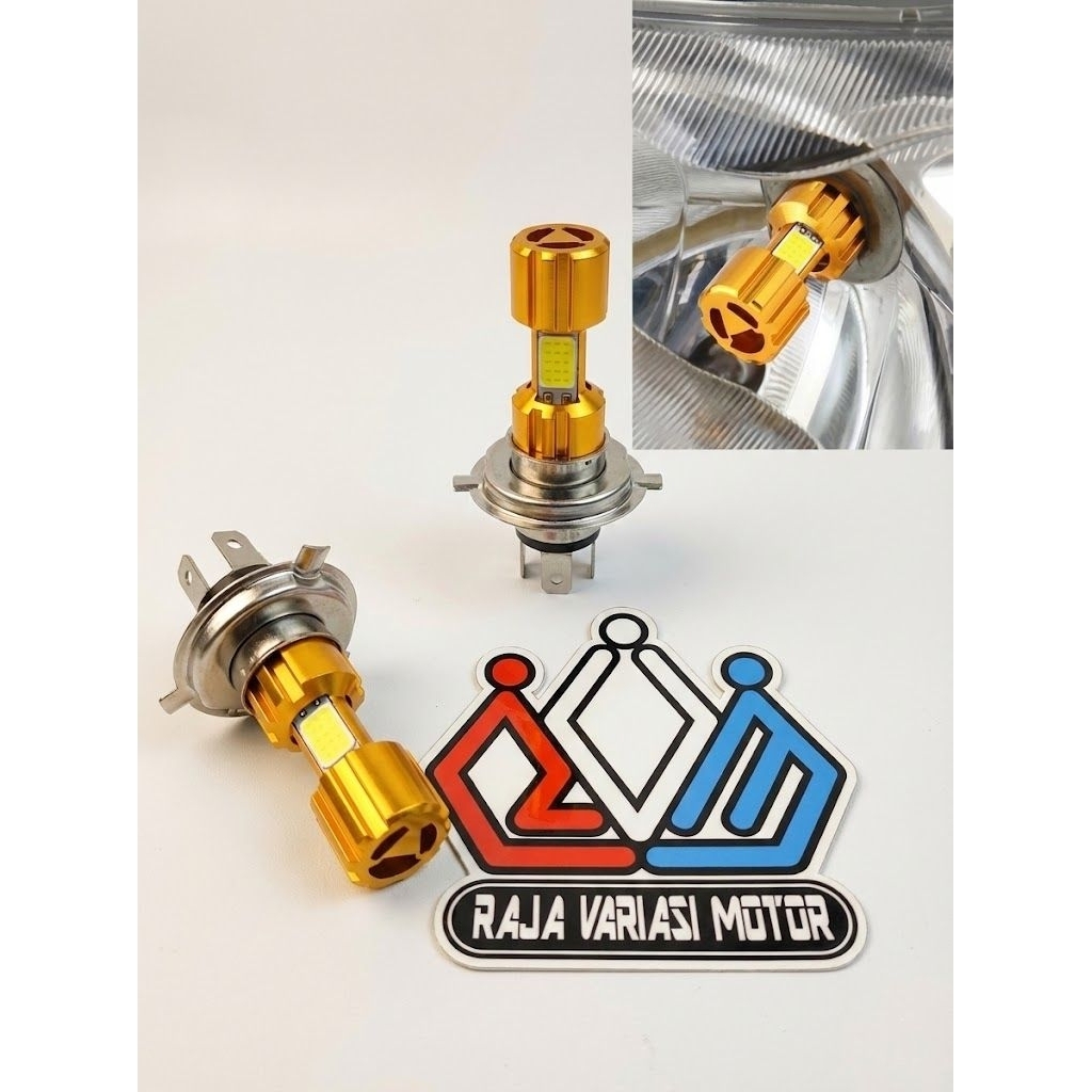 Lampu Motor LED 3 sisi soket H4.