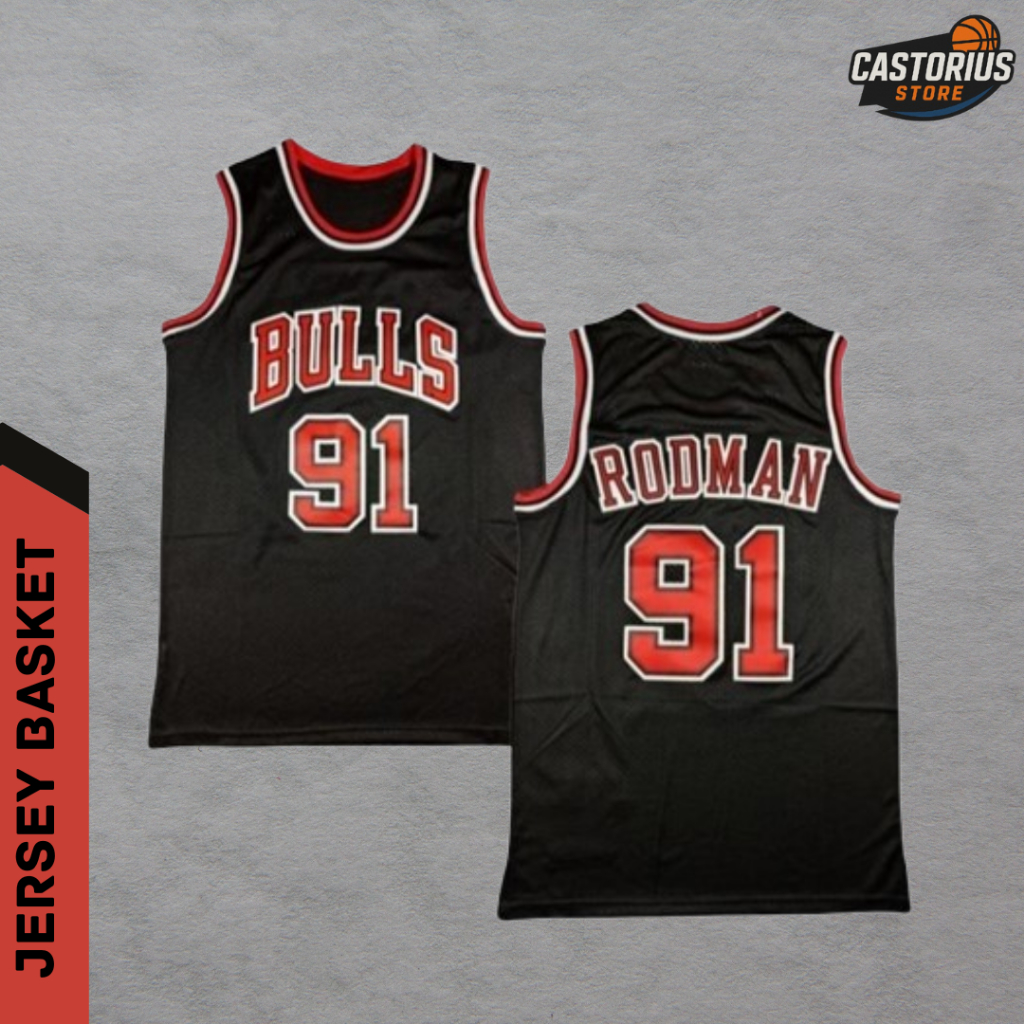Baju Jersey Basket Classic Dennis Rodman Chicago Bulls Hitam #91 - BULLS HITAM DENNIS RODMAN #91